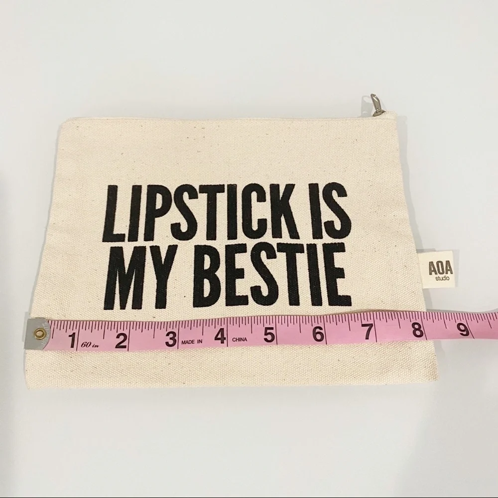 AOA STUDIO “Lipstick Is My Bestie” Zippered Pouch